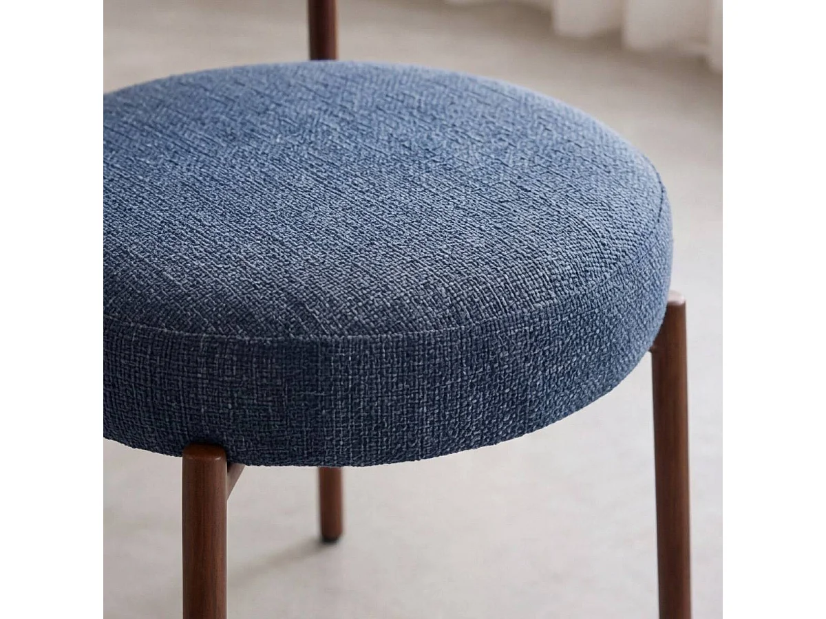 Chaise en tissu bleu et pieds en métal effet bois Janis (lot de 2)