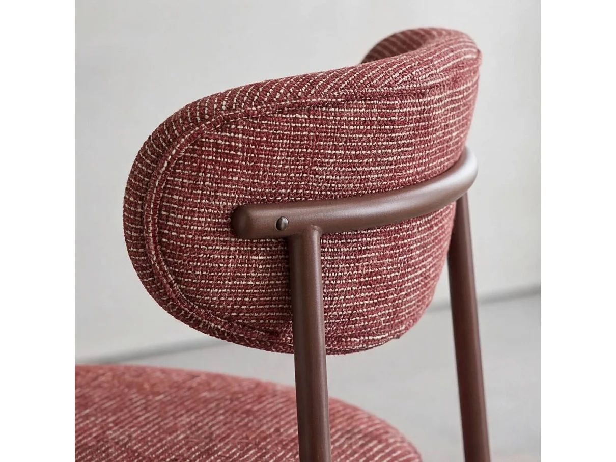 Chaise en tissu acajou chiné et pieds en métal effet bois Janis (lot de 2)