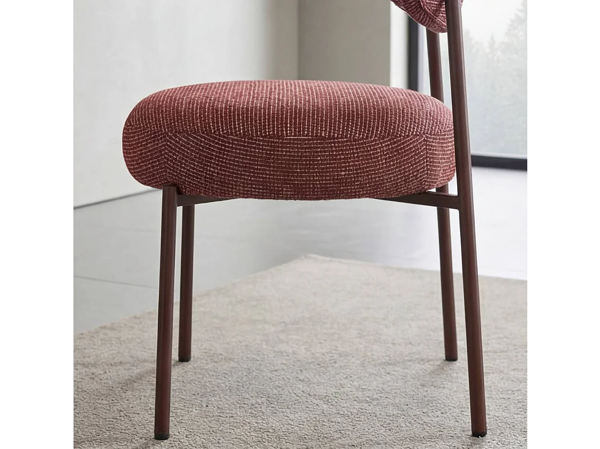 Chaise en tissu acajou chiné et pieds en métal effet bois Janis (lot de 2)