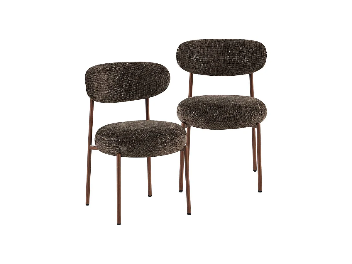 Chaise en tissu marron et pieds en métal effet bois Janis (lot de 2)