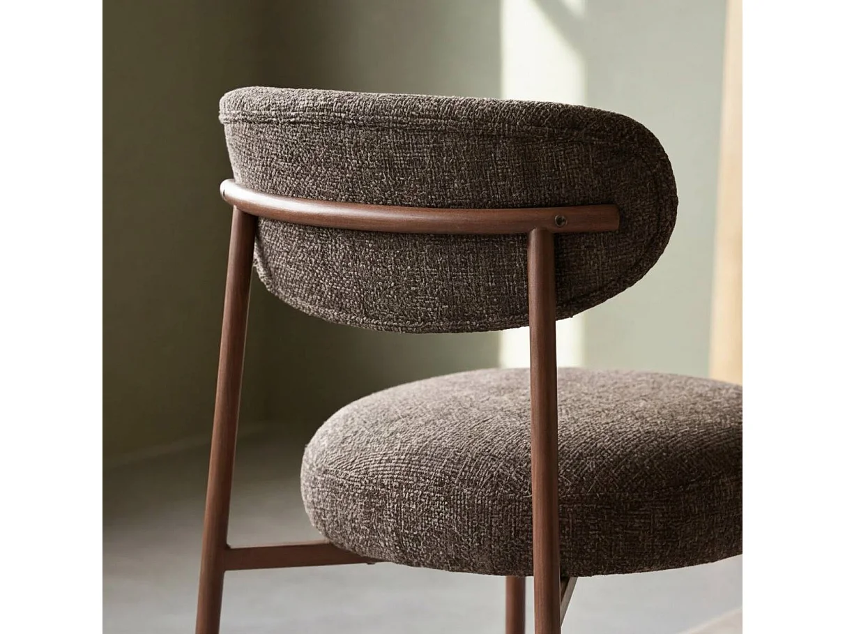 Chaise en tissu marron et pieds en métal effet bois Janis (lot de 2)