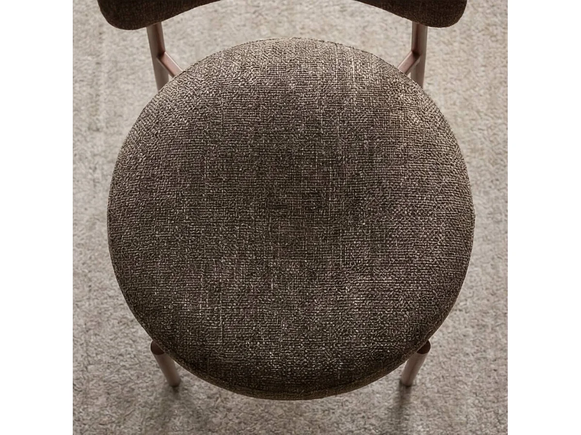 Chaise en tissu marron et pieds en métal effet bois Janis (lot de 2)