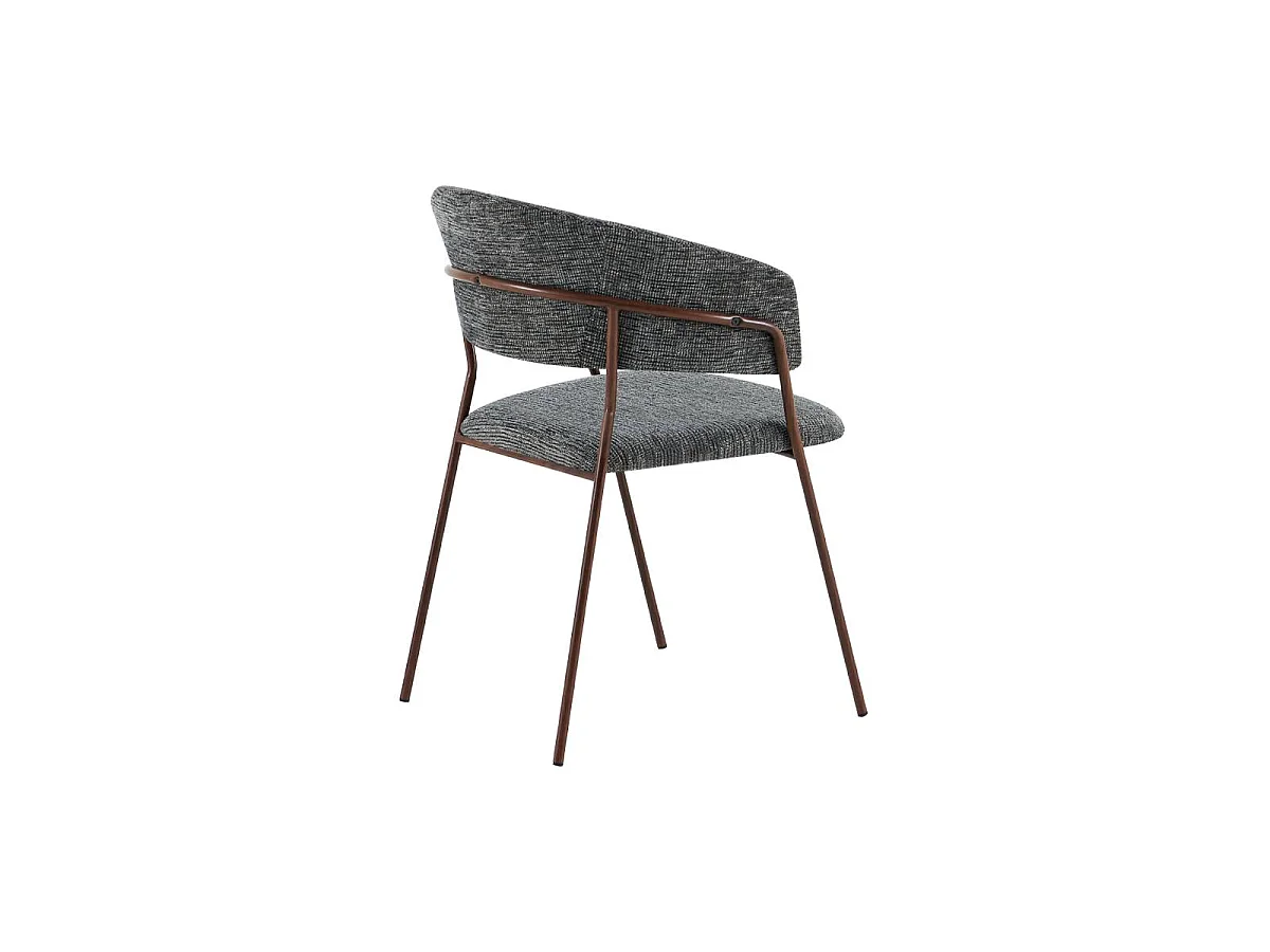 Chaise arrondie tissu gris chiné et pieds en métal effet bois Kanoa (lot de 2)