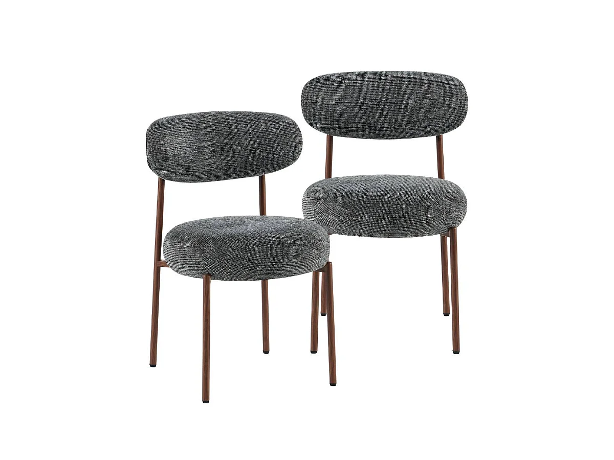 Chaise en tissu gris chiné et pieds en métal effet bois Janis (lot de 2)