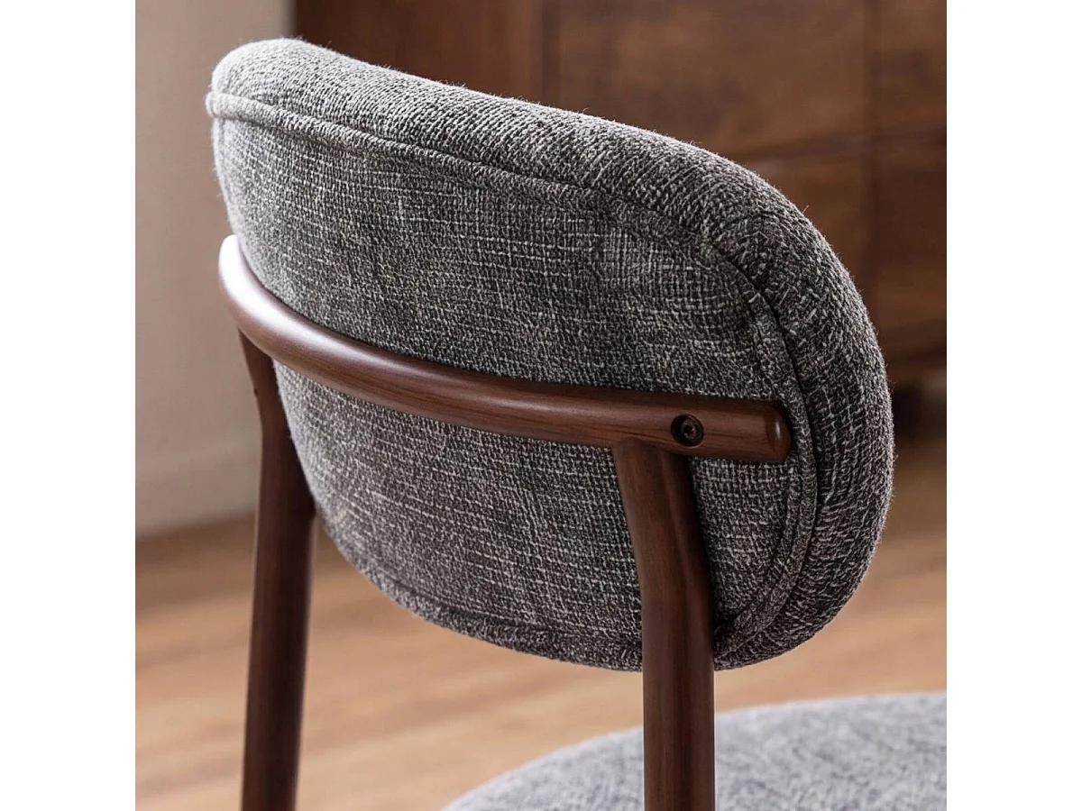 Chaise en tissu gris chiné et pieds en métal effet bois Janis (lot de 2)