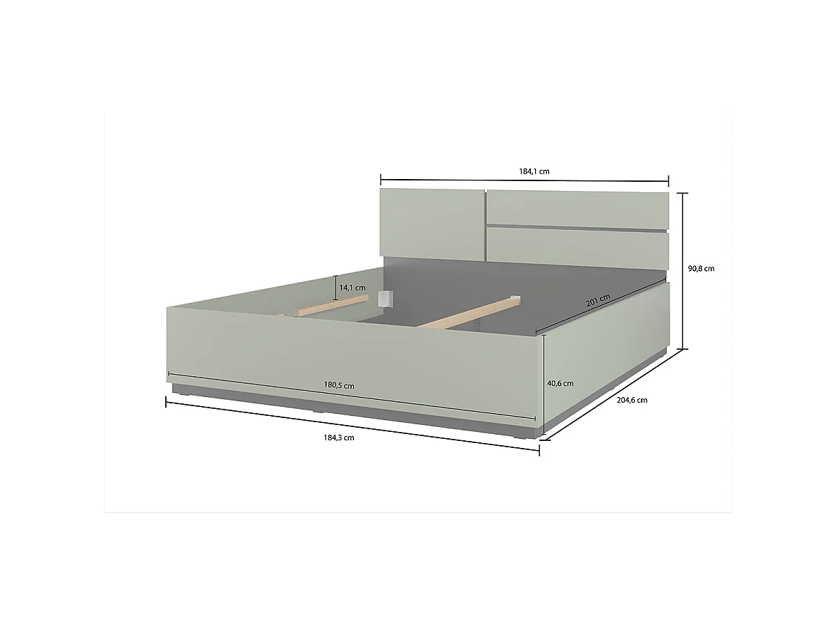 Bed 180x200 including box spring Lilia Green