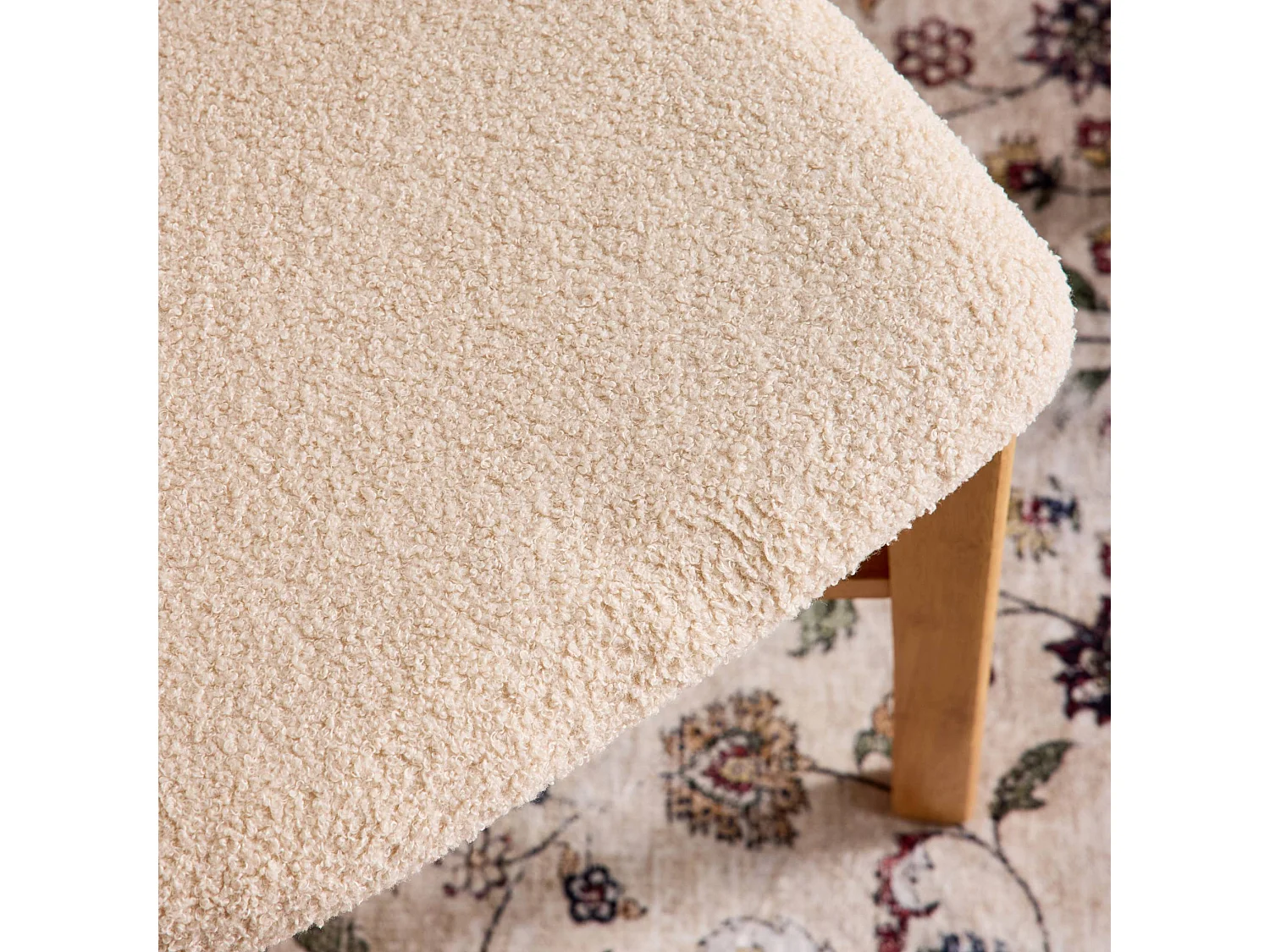 Lot de 2 chaises vintage bois d'hévéa et bouclette naturel - Théa
