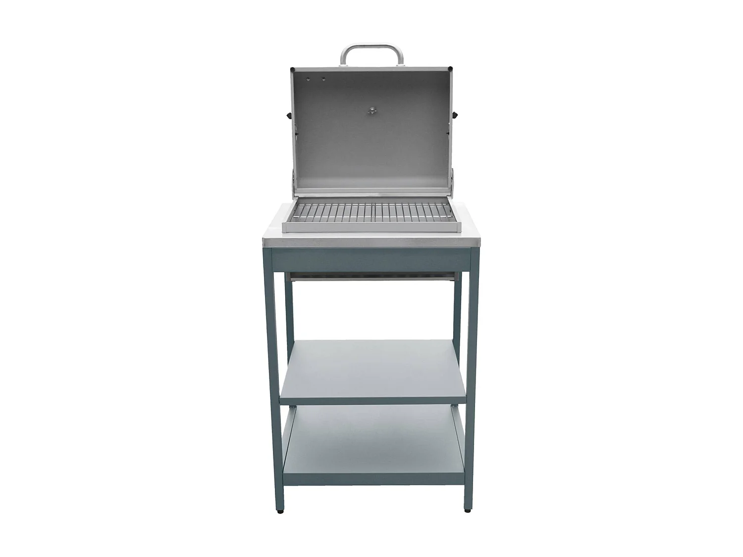 Barbacoa de carbón, 2 estantes azul gris