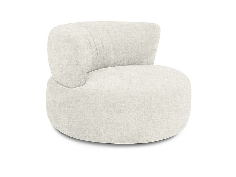 Fauteuil pivotant 360° en tissu chiné écru et pied en métal - TALIA