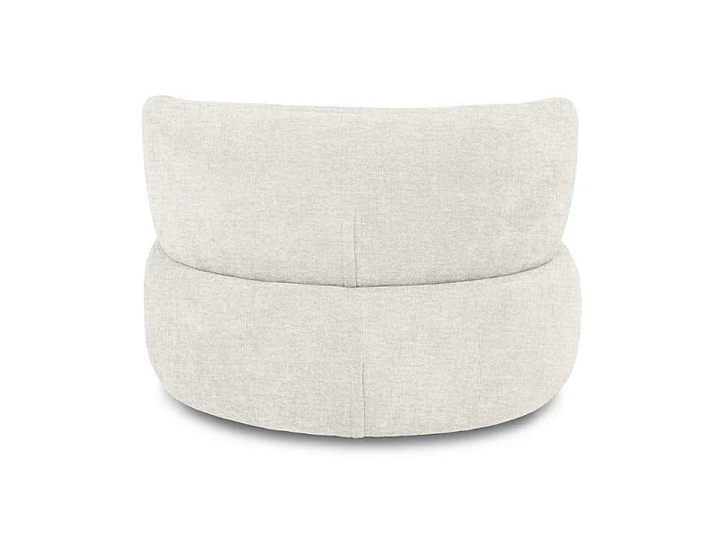 Fauteuil pivotant 360° en tissu chiné écru et pied en métal - TALIA