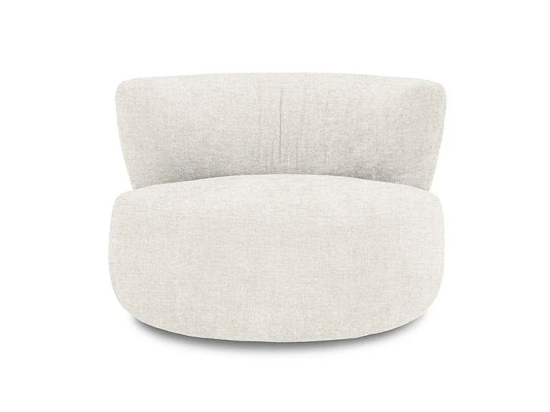 Fauteuil pivotant 360° en tissu chiné écru et pied en métal - TALIA