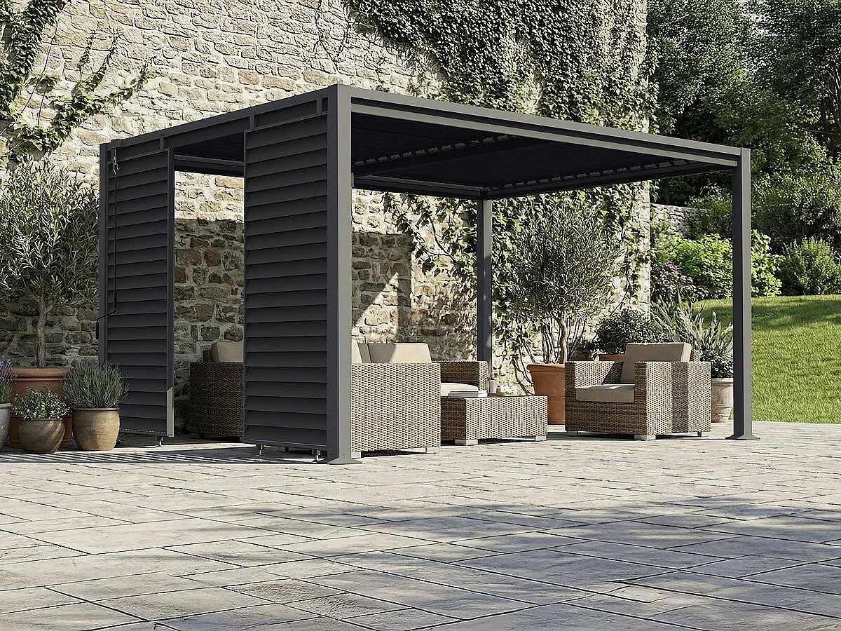 Persiana in acciaio zincato "Clifford" per pergola bioclimatica - 92 x 4 x 208 cm - Grigio