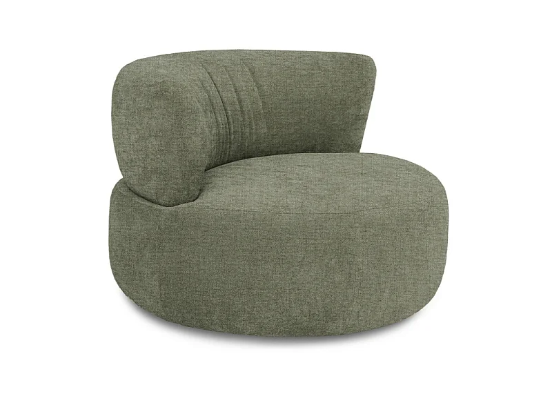 Fauteuil pivotant 360° en tissu chiné vert et pied en métal - TALIA