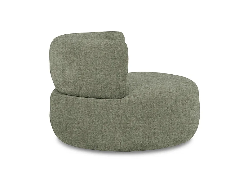 Fauteuil pivotant 360° en tissu chiné vert et pied en métal - TALIA