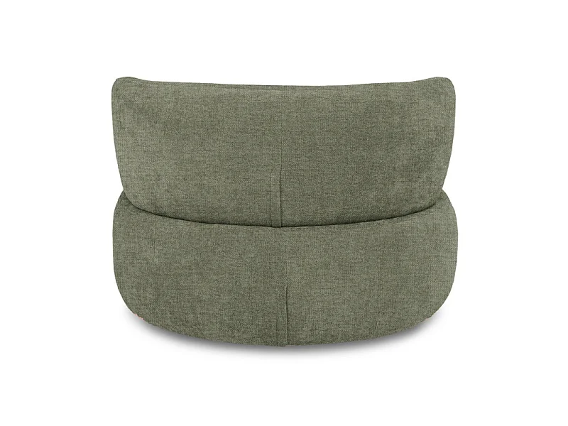 Fauteuil pivotant 360° en tissu chiné vert et pied en métal - TALIA