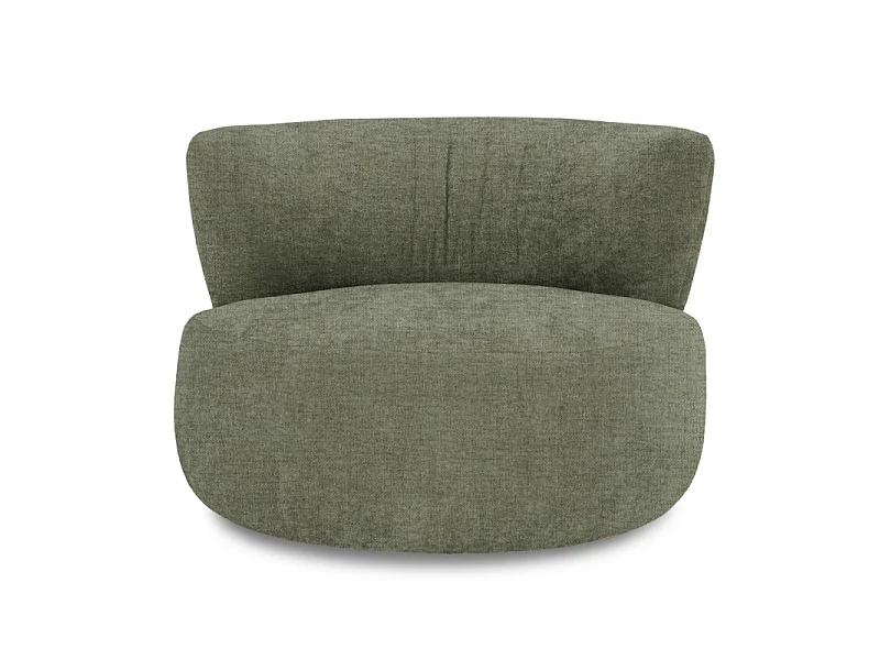 Fauteuil pivotant 360° en tissu chiné vert et pied en métal - TALIA