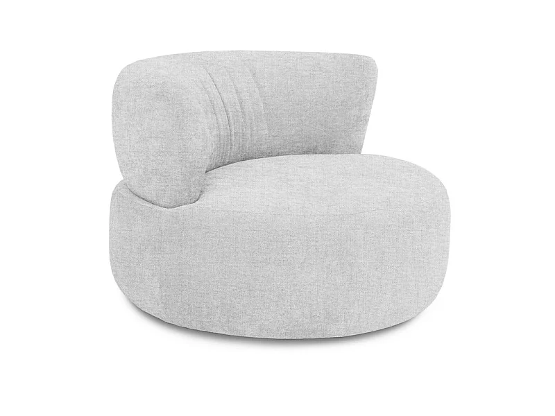 Fauteuil rond pivotant 360° en tissu chiné gris clair - TALIA