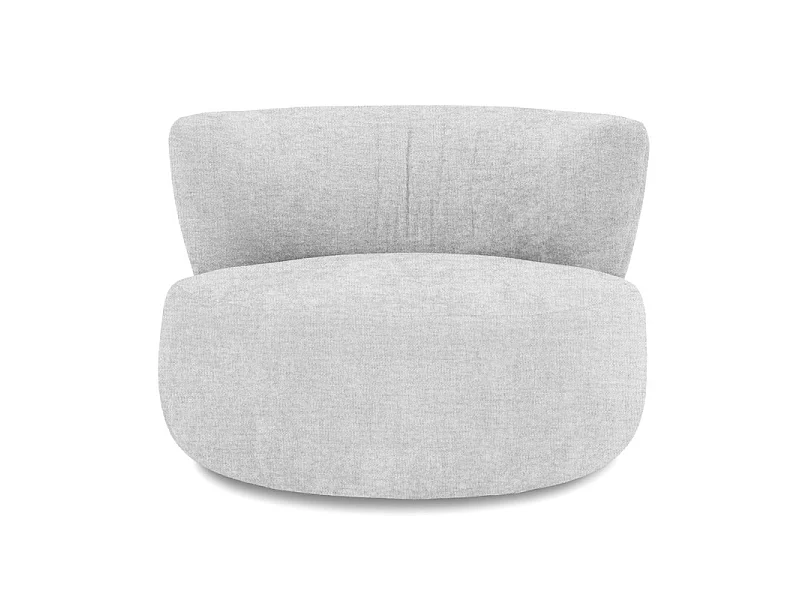 Fauteuil rond pivotant 360° en tissu chiné gris clair - TALIA