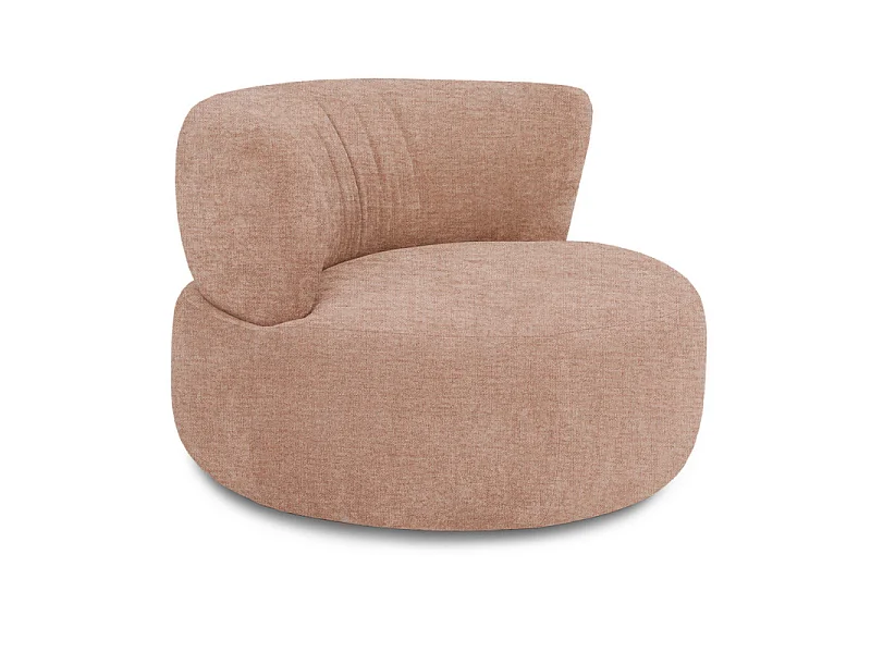 Fauteuil rond pivotant 360° en tissu chiné bois de rose - TALIA