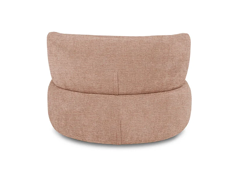 Fauteuil rond pivotant 360° en tissu chiné bois de rose - TALIA
