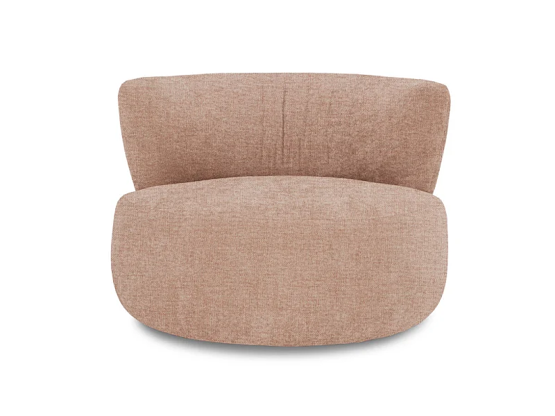 Fauteuil rond pivotant 360° en tissu chiné bois de rose - TALIA