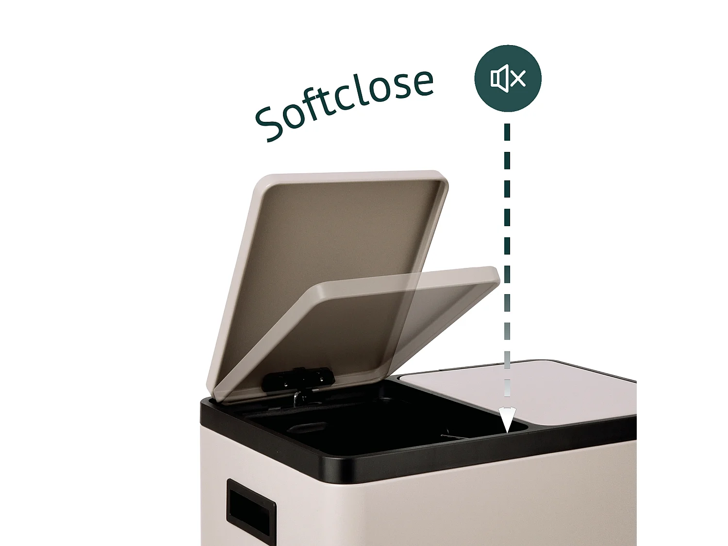 Système de tri des déchets TMH2X30, 2x30L, 2 compartiments, poubelle en acier thermolaqué taupe