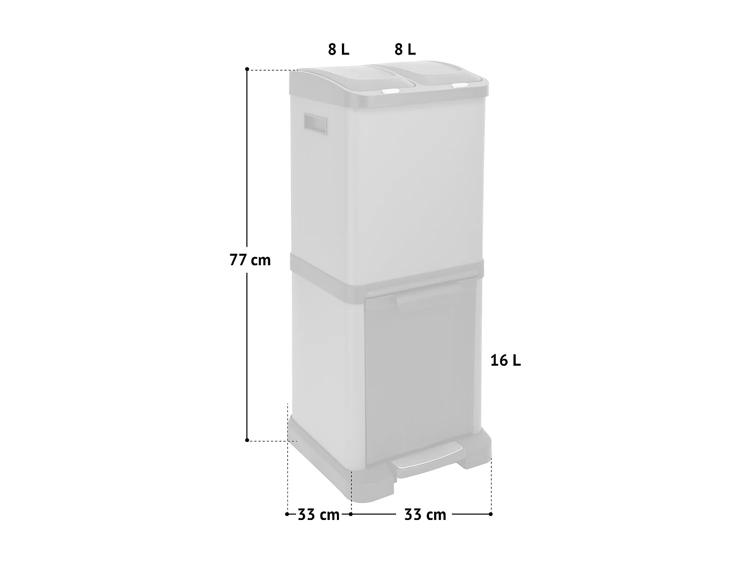 SVITA 3XCOMBO32 Poubelle 2x 8L + 16L Taupe