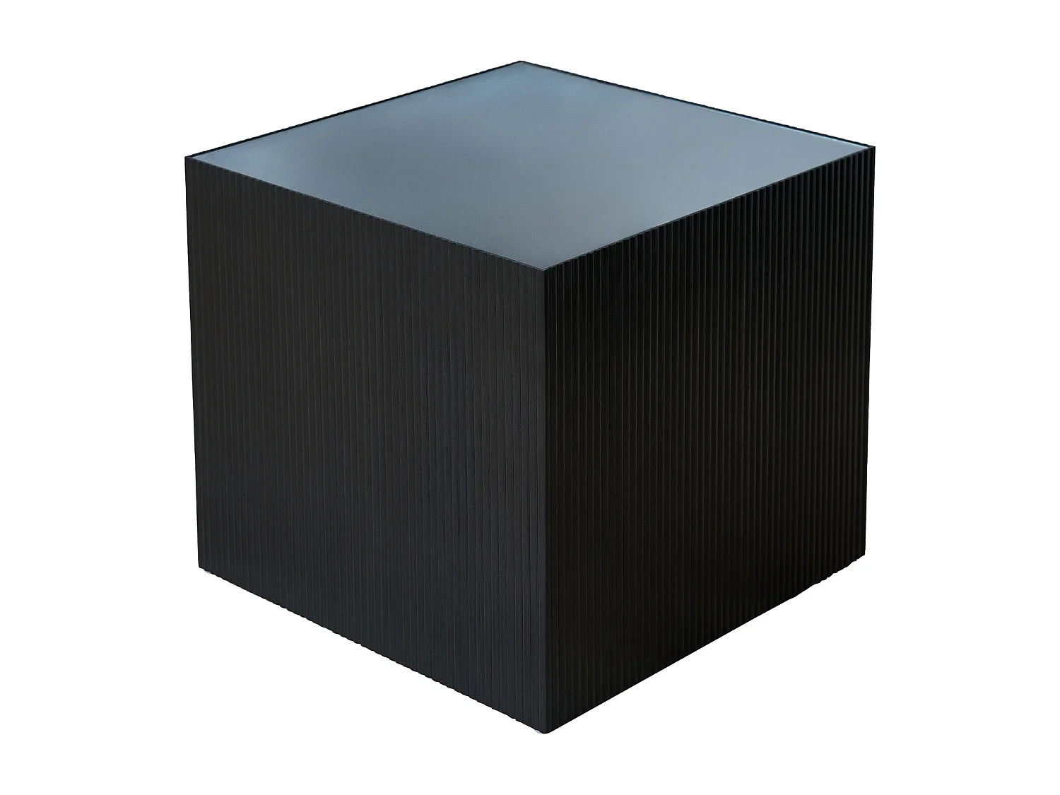 Table d'appoint SVITA EVA table de salon carrée 50x50 cm aspect rotin bois de paulownia noir/noir