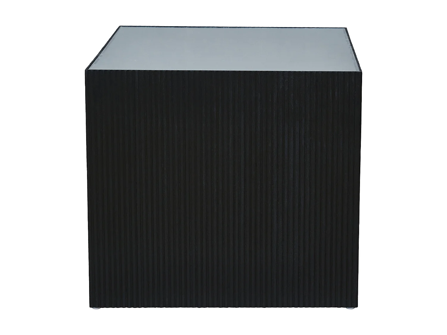 Table d'appoint SVITA EVA table de salon carrée 50x50 cm aspect rotin bois de paulownia noir/noir