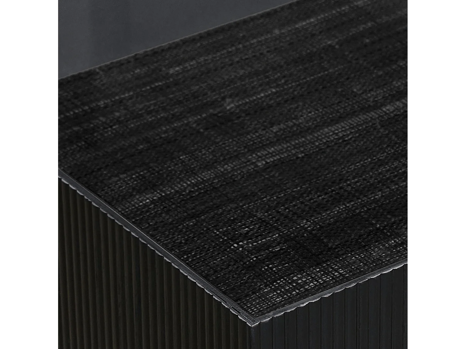 Table d'appoint SVITA EVA table de salon carrée 50x50 cm aspect rotin bois de paulownia noir/noir