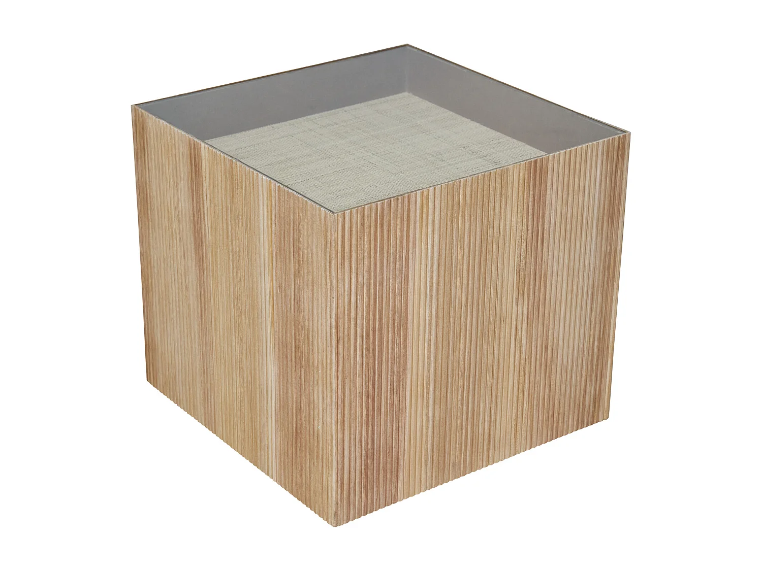 Table d'appoint SVITA EVA table de salon carrée 50x50 cm aspect rotin bois de paulownia naturel
