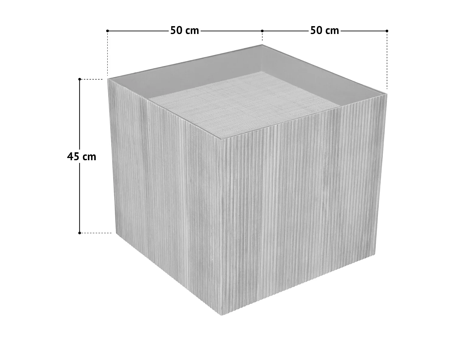 Table d'appoint SVITA EVA table de salon carrée 50x50 cm aspect rotin bois de paulownia naturel