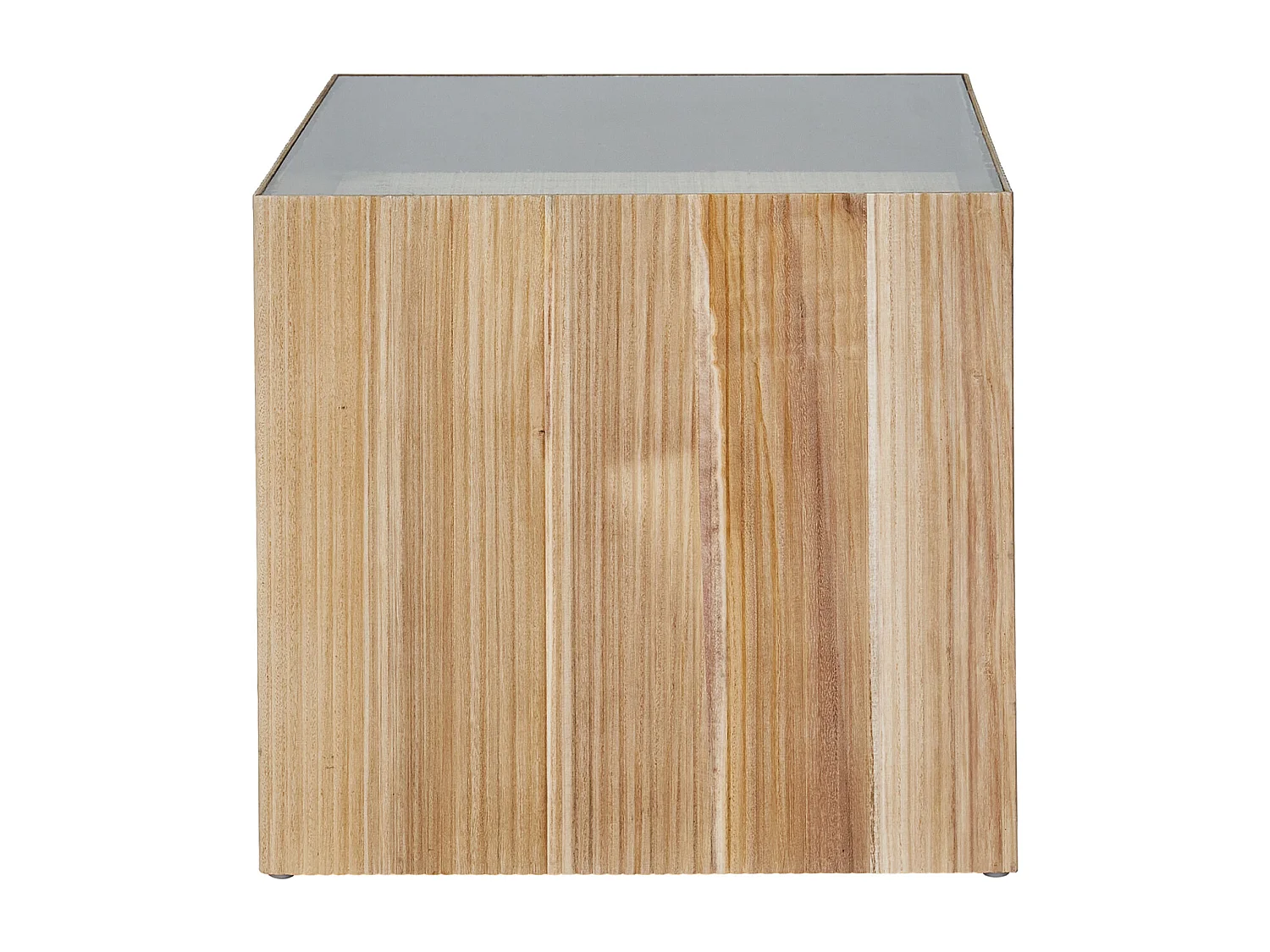 Table d'appoint SVITA EVA table de salon carrée 50x50 cm aspect rotin bois de paulownia naturel