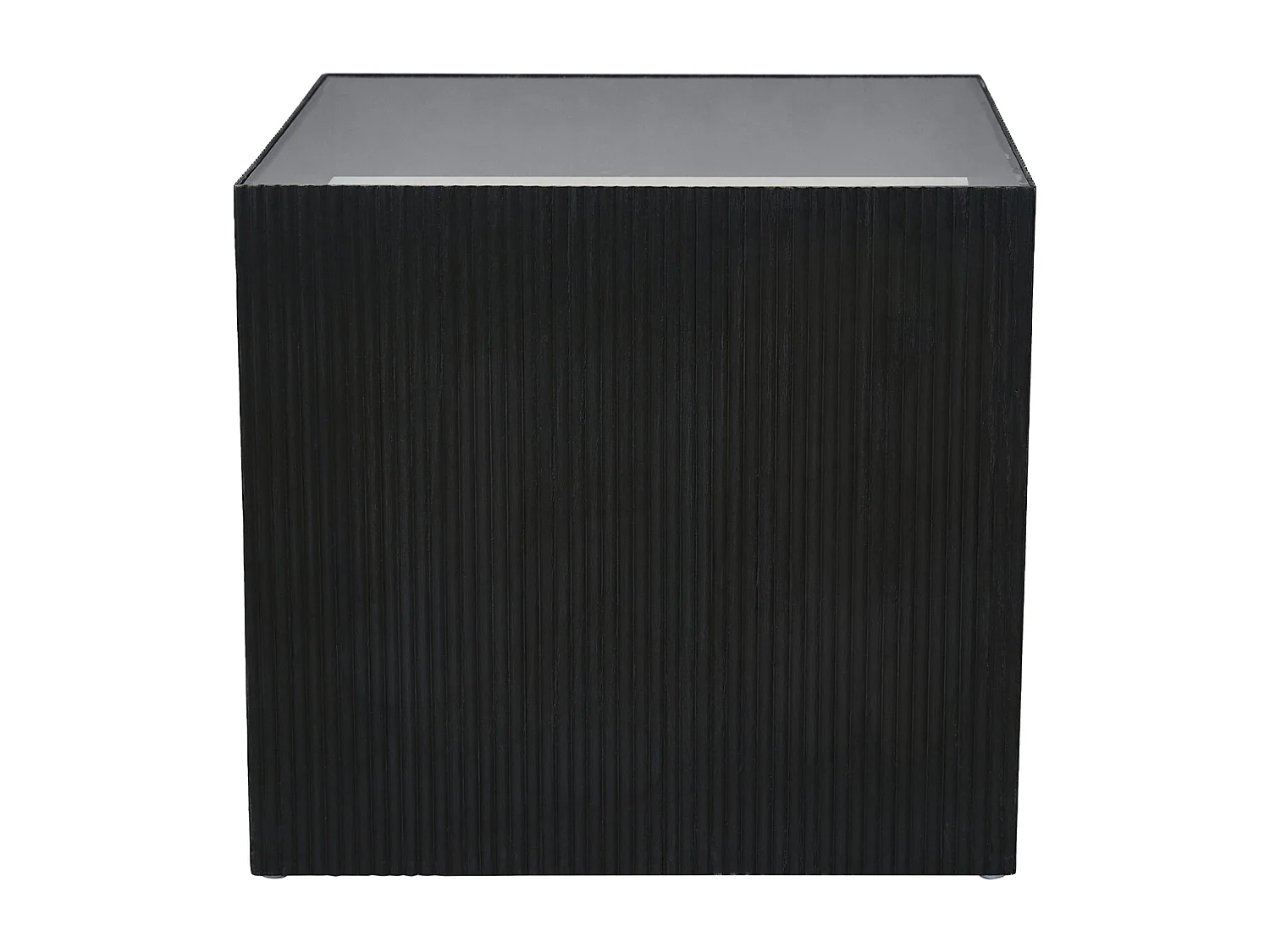 Table d'appoint SVITA EVA table de salon carrée 50x50 cm aspect rotin bois de paulownia noir/naturel