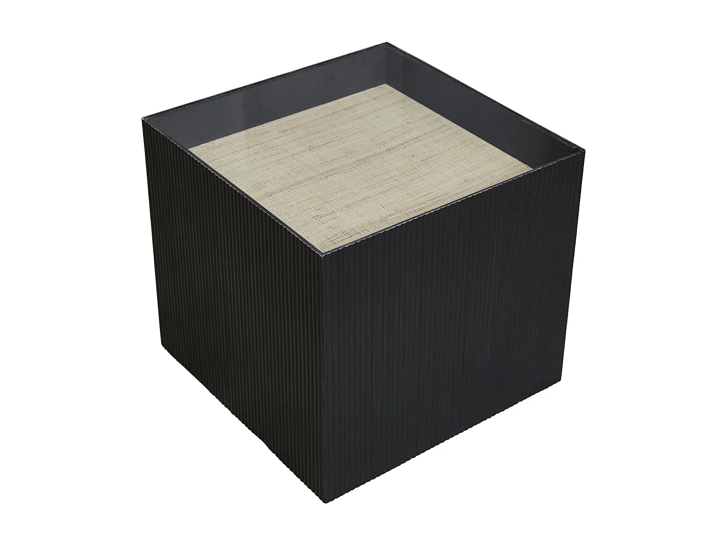 Table d'appoint SVITA EVA table de salon carrée 50x50 cm aspect rotin bois de paulownia noir/naturel