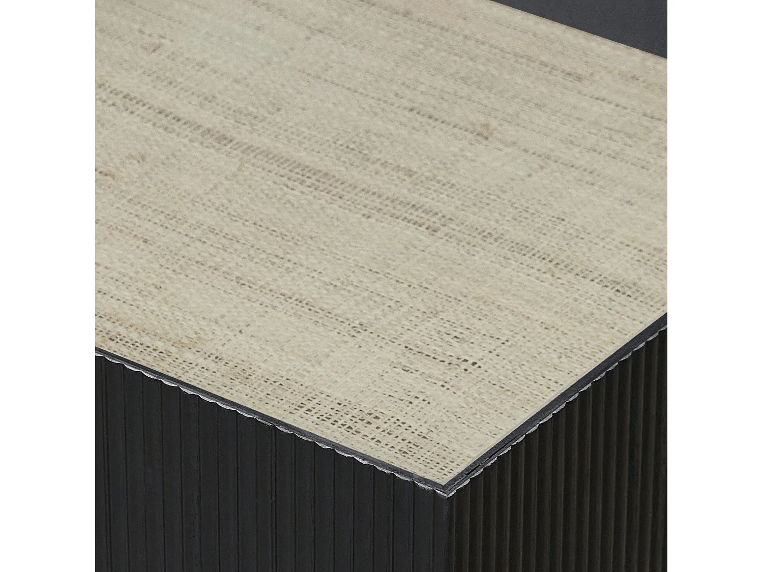 Table d'appoint SVITA EVA table de salon carrée 50x50 cm aspect rotin bois de paulownia noir/naturel