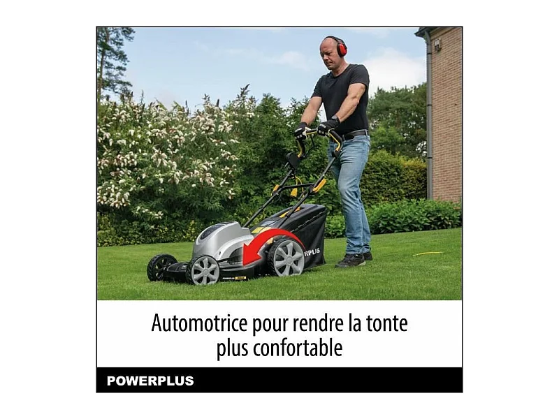 Tondeuse a gazon électrique - POWERPLUS - POWPG6290 - 1800 W - 460 mm Ø - Avec ramassage, mulching et éjection Arriere