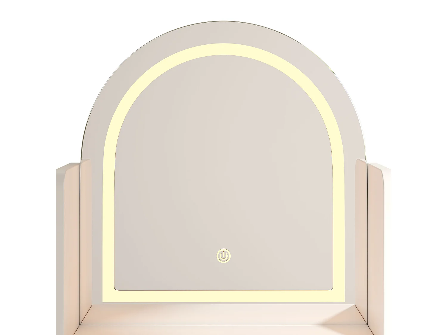Coiffeuse avec miroir 120x40x139.5cm - avec LED réglable - avec 2 tiroirs et 2 portes vitrées - étagères ouvertes - Blanc