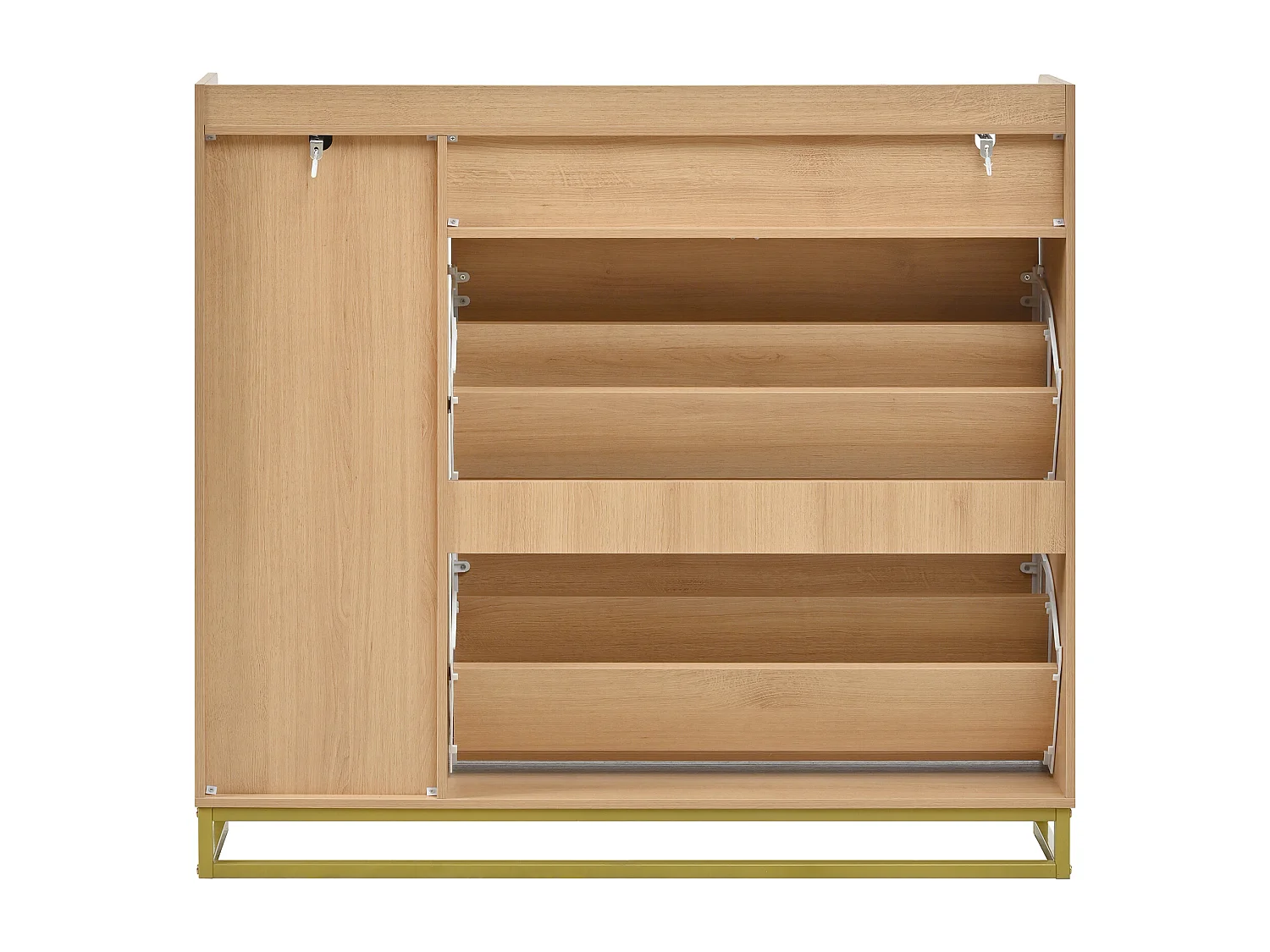 Meuble à chaussures avec 3 portes - Couleur bois 110 x 24 x 100 cm