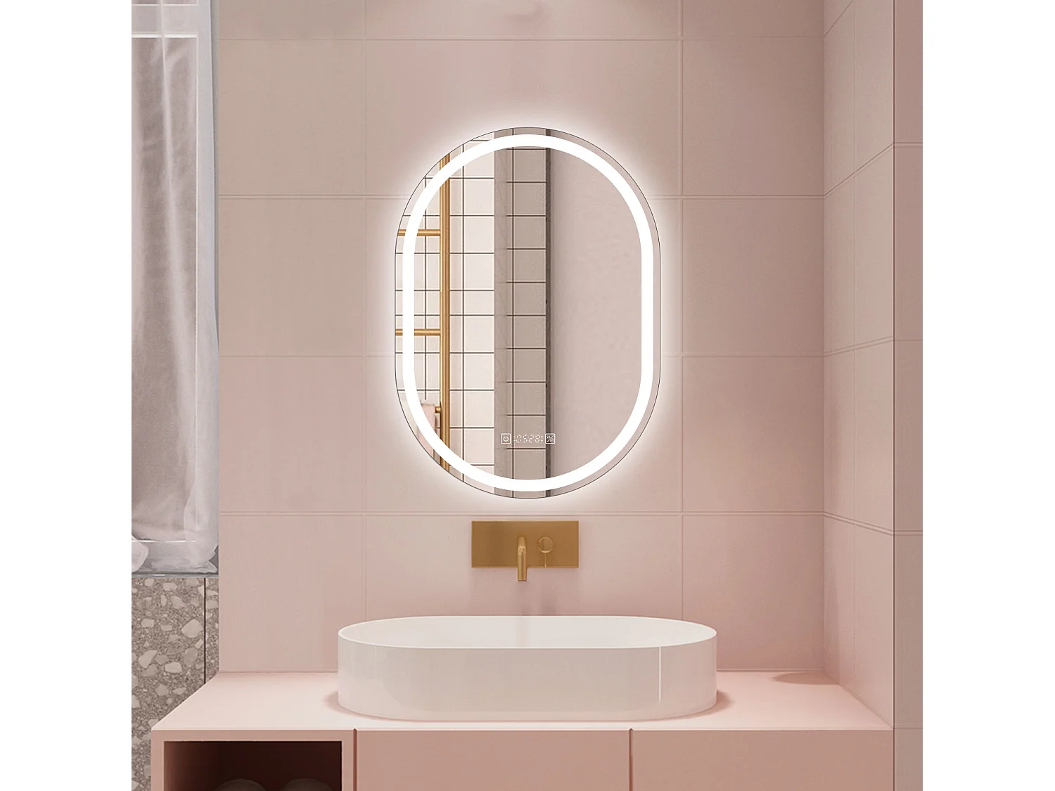 AICA Espelho de Banho LED 3 Cores,Antiembaçante,Regulagem Contínua e Memória de Luz,60×80cm