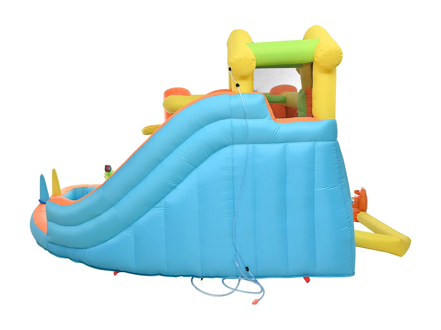 Château gonflable enfants en tissu Oxford - Toboggan, panier de basket, cuisine miniature