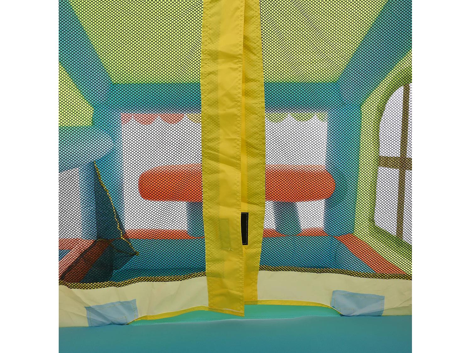 Château gonflable enfants en tissu Oxford - Toboggan, panier de basket, cuisine miniature
