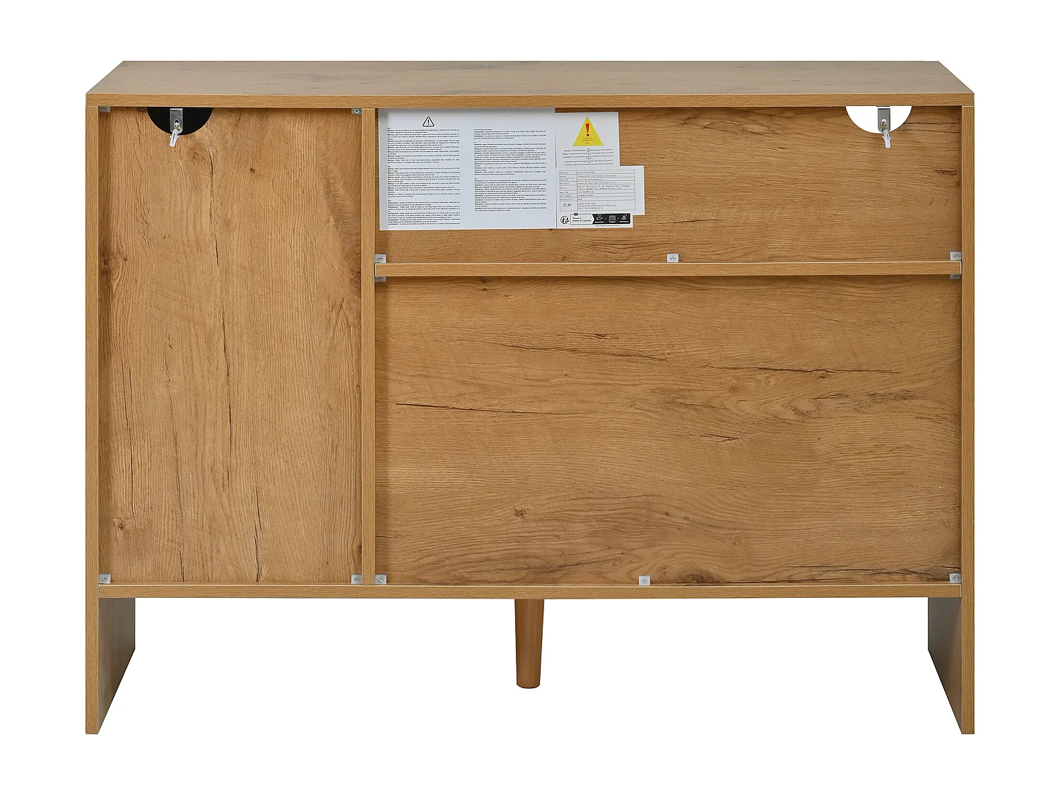 Buffet à 2 portes et 3 tiroirs, poignées doré - Couleur bois 105 x 40 x 76 cm