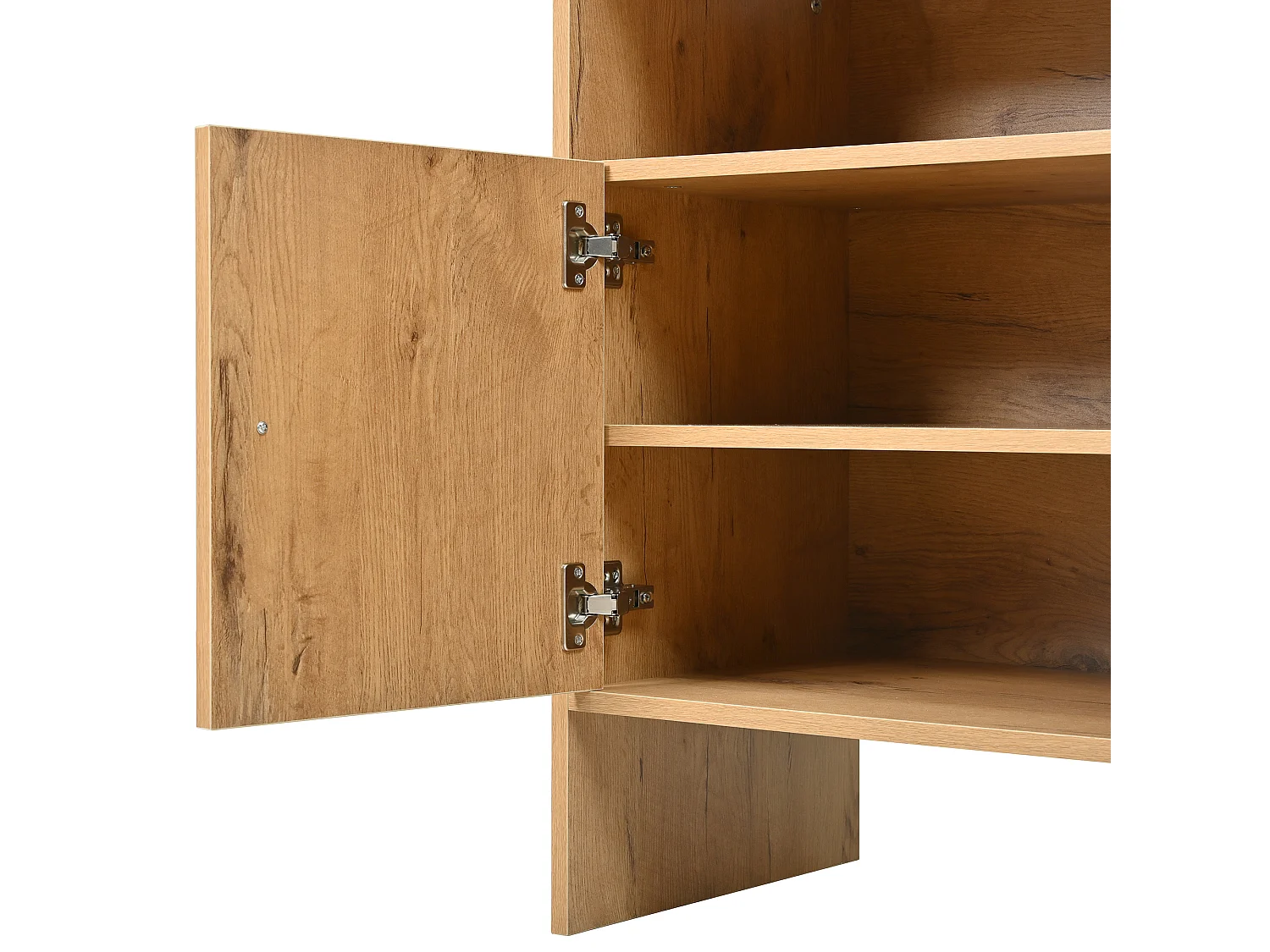 Buffet à 2 portes et 3 tiroirs, poignées doré - Couleur bois 105 x 40 x 76 cm