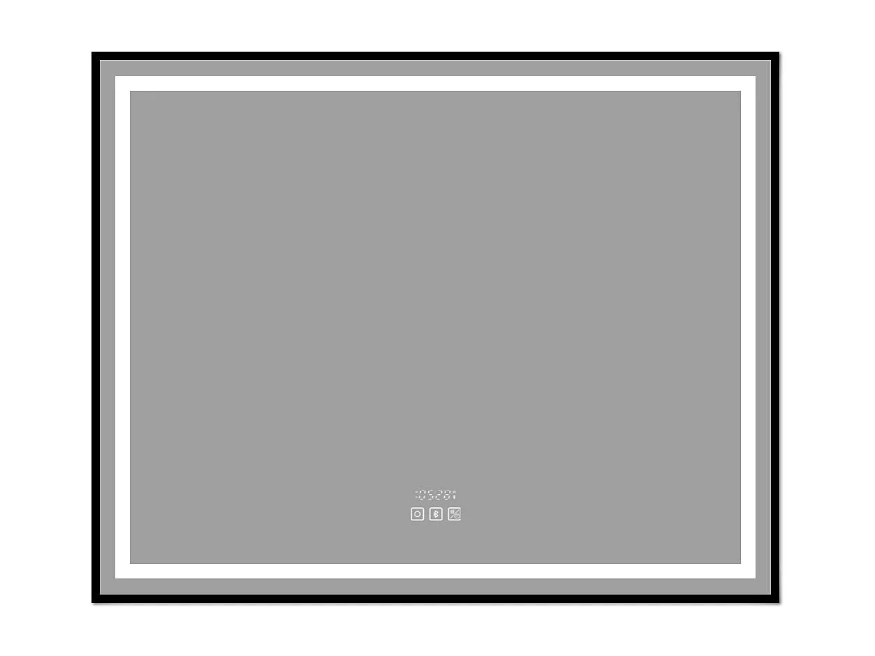 AICA Espelho de Banheiro com LED Tricolor,100×80cm,Antiembaçante,Bluetooth,Relógio e Memória de Energia,Regulagem Contínua de Brilho