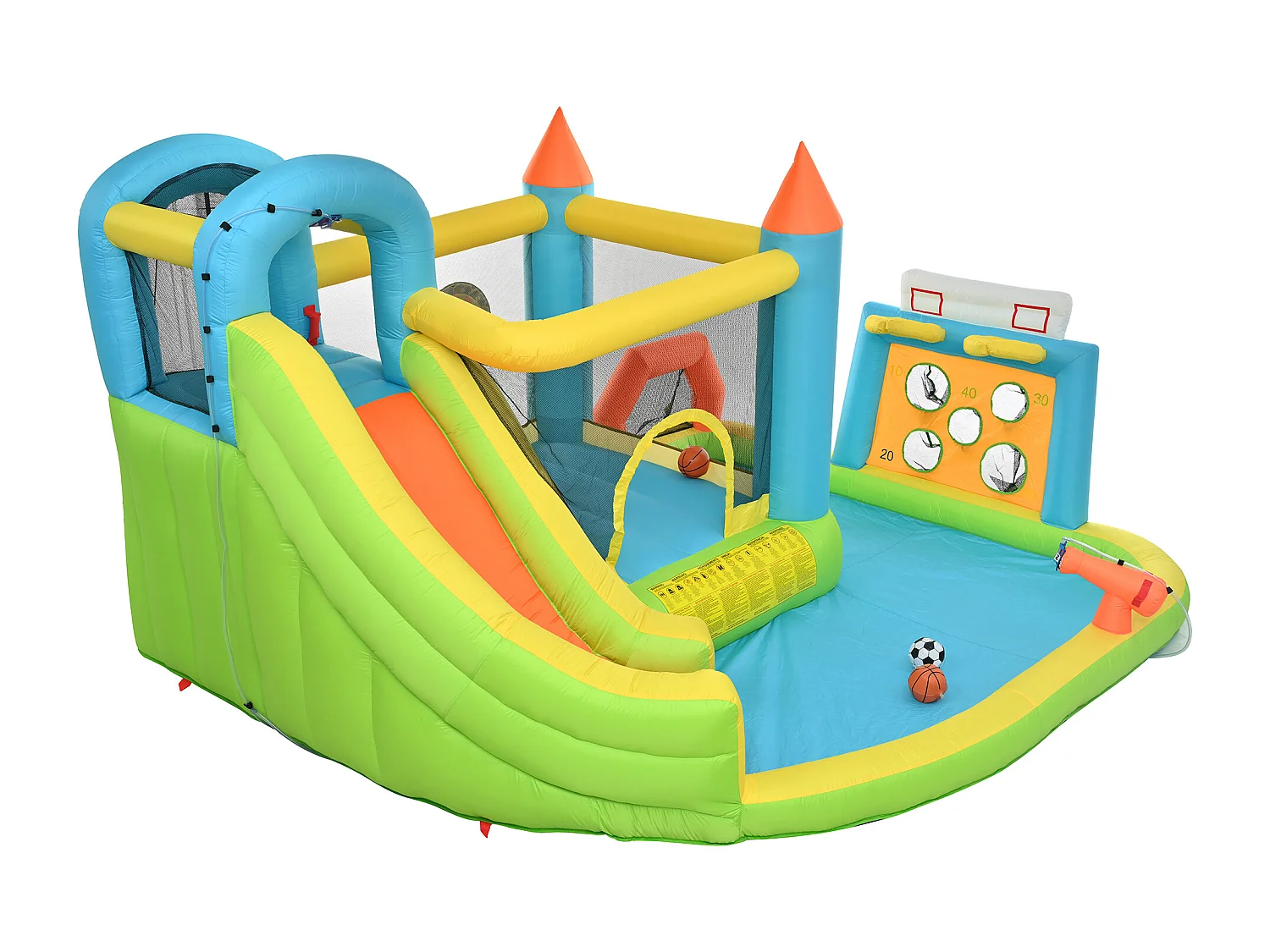 Château gonflable multifonctionnel pour enfants avec souffleur - Tissu Oxford Bleu