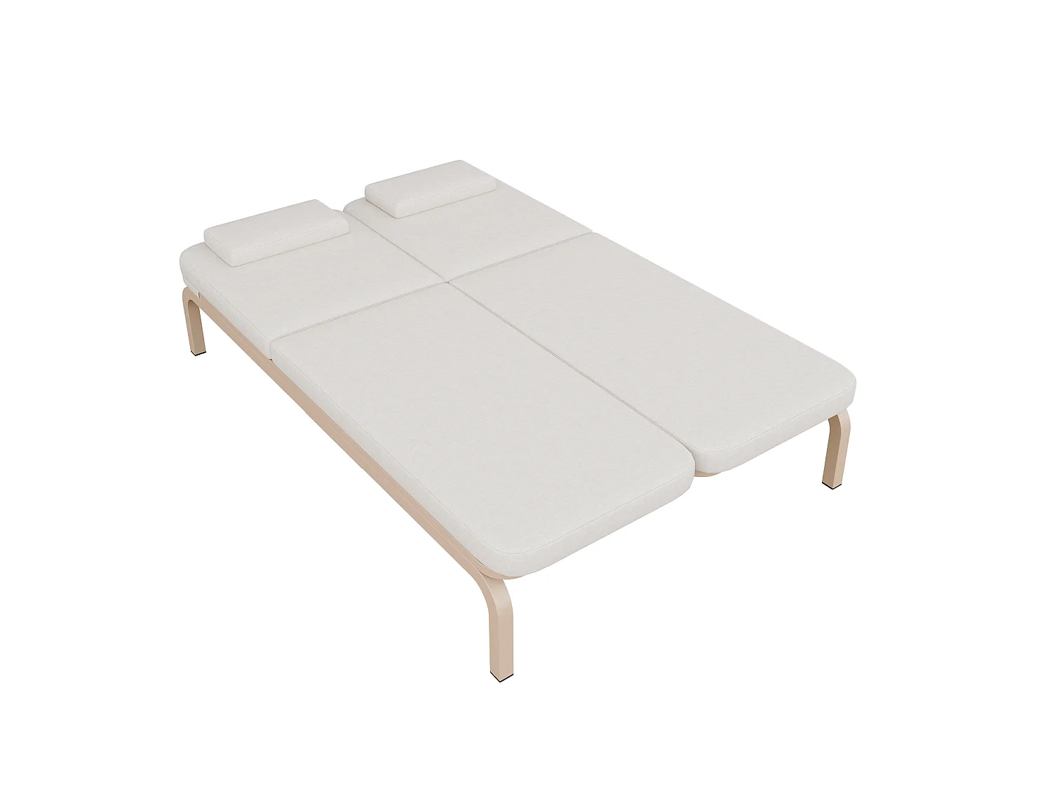 Leżak ogrodowy podwójny - regulowane oparcie (5 pozycji), z rozsuwanym stolikiem bocznym i zagłówkiem - Beżowy