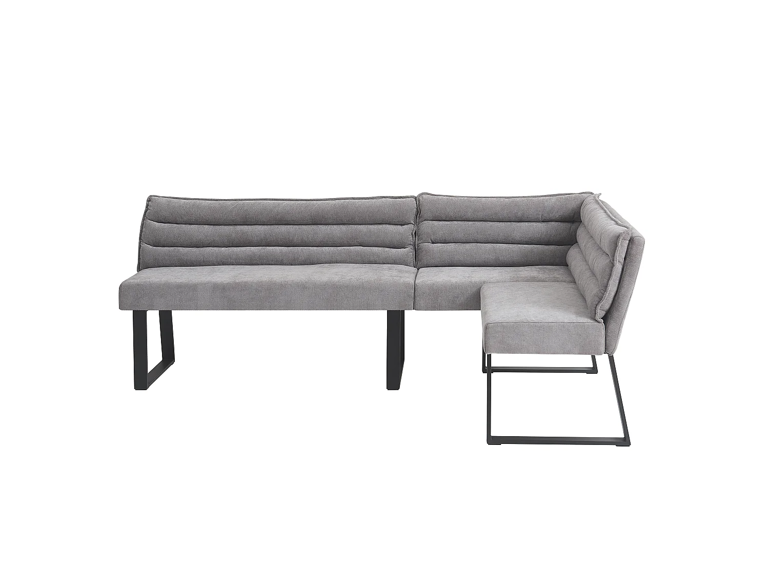 Ensemble table à manger 6 places - 1 banc d'angle, 2 chaises et 1 table - Tissu chenille - Gris