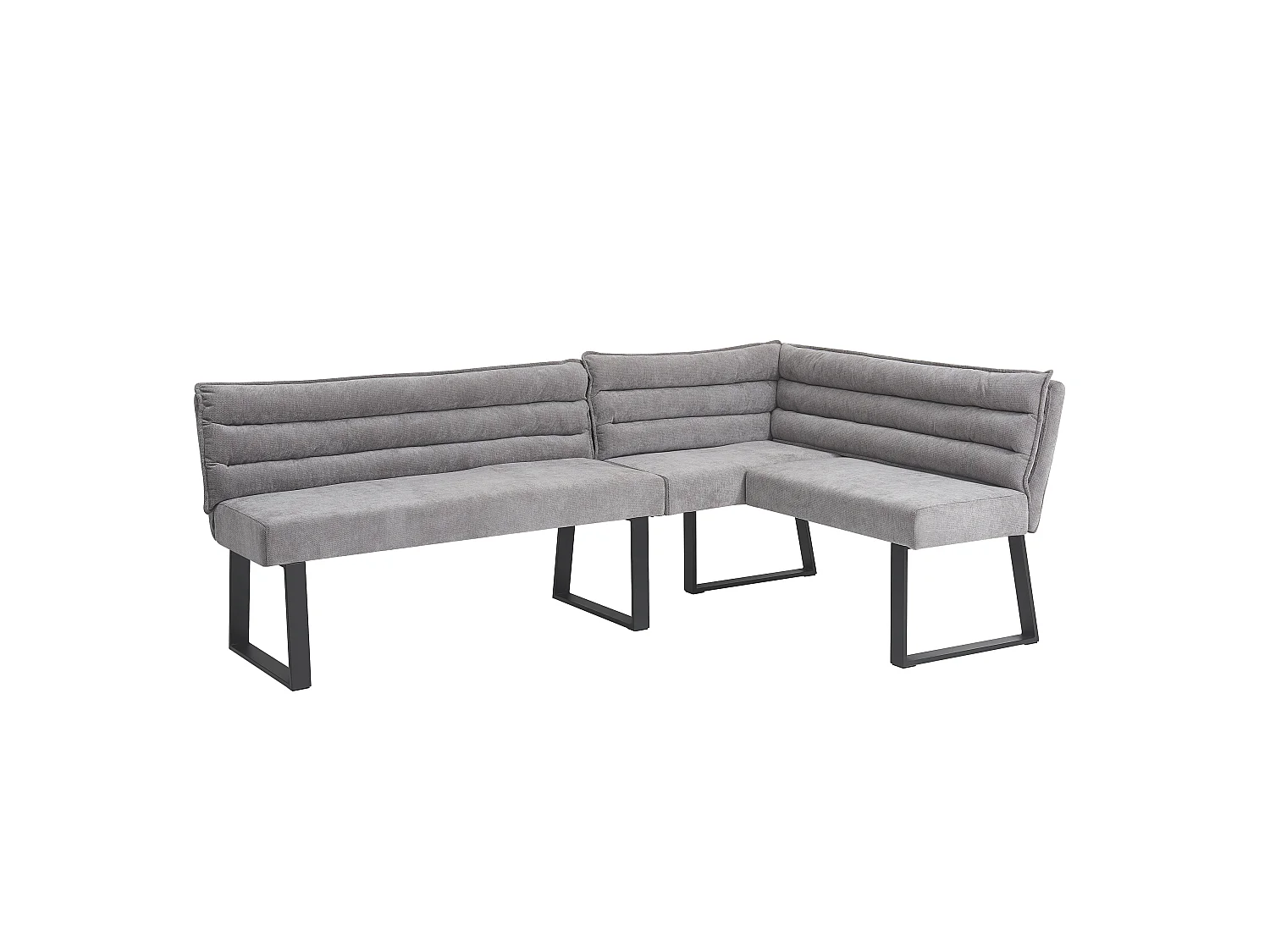 Ensemble table à manger 6 places - 1 banc d'angle, 2 chaises et 1 table - Tissu chenille - Gris