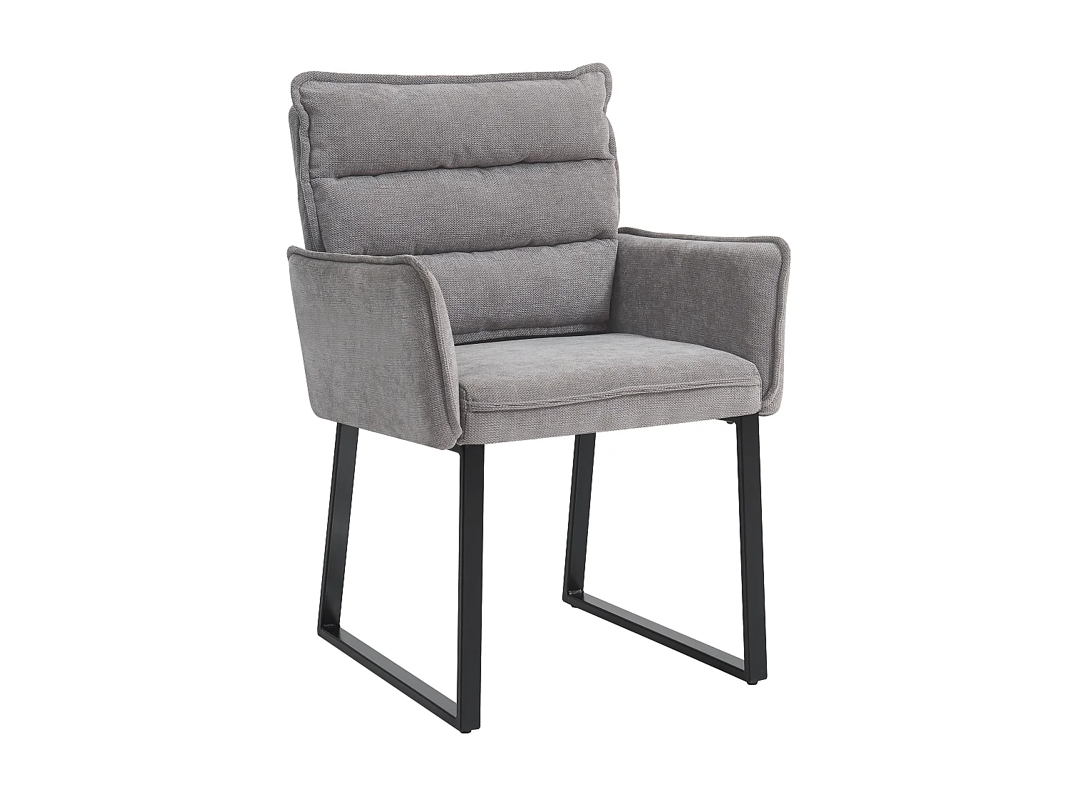 Ensemble table à manger 6 places - 1 banc d'angle, 2 chaises et 1 table - Tissu chenille - Gris